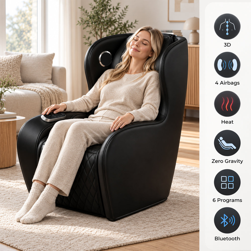 Massagestol 3D - Zero Gravity og Varmeterapi -Model 988C6 Sort