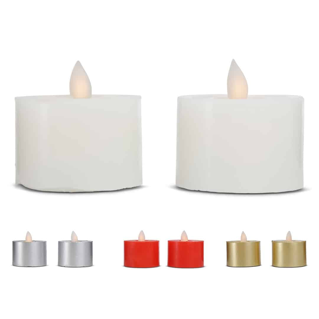 LED fyrfadslys stearin - 2 stk. - 3 cm - m/bevægelig flamme - (flere farver)