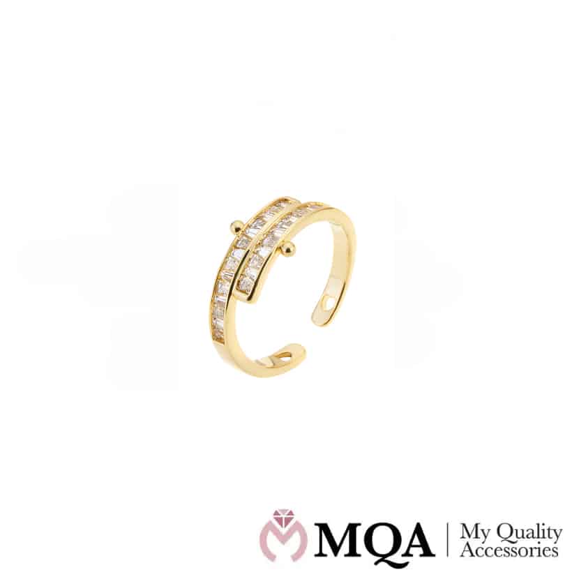 Ring, guldfarvet med glassten