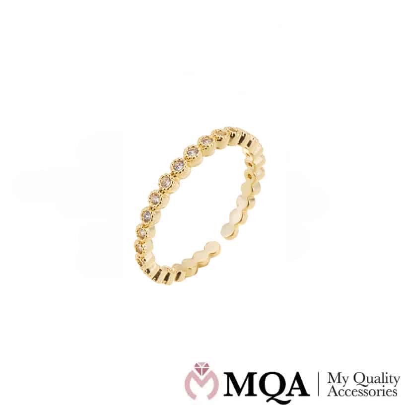 Ring, guldfarvet med glassten