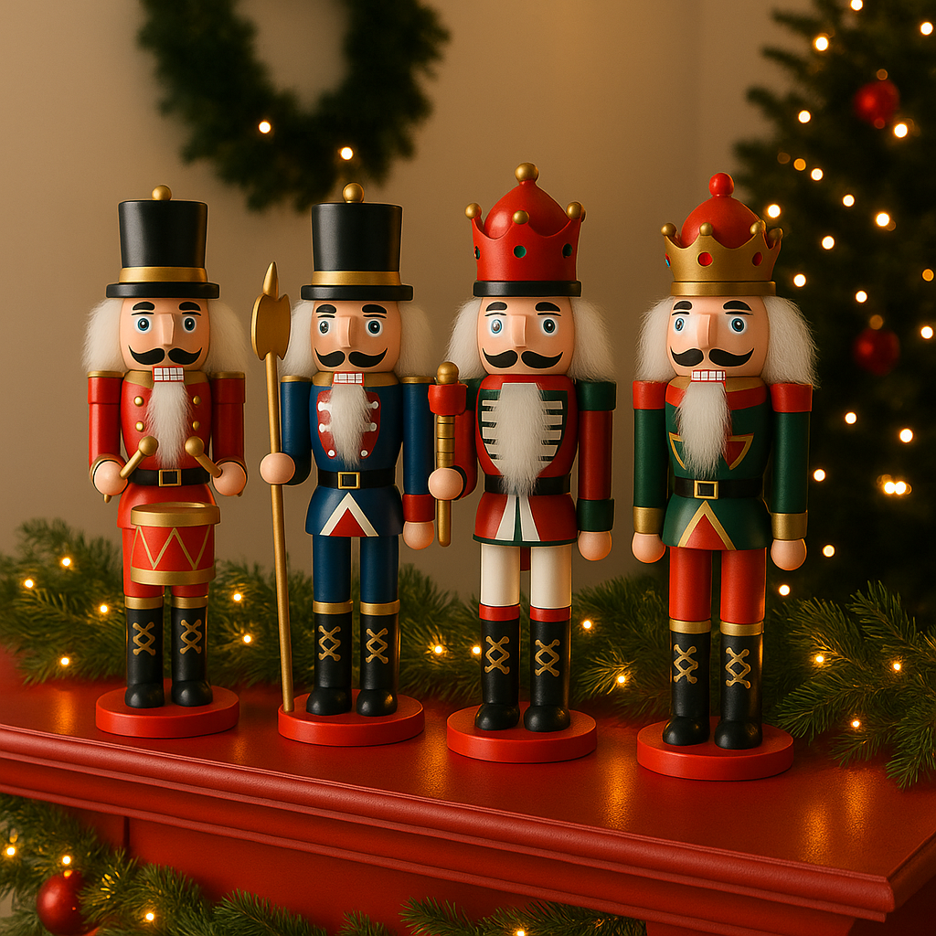 Nøddeknækker figurer i Træ - 24 cm - 4 forskellige figurer -