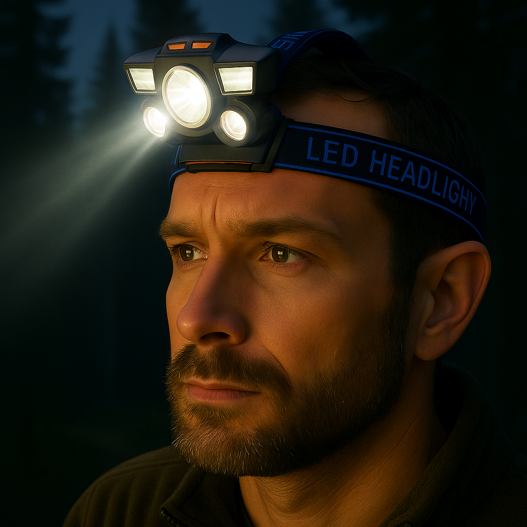 Pandelampe 300 lumen, vandafvisende - 4 lysfunktioner
