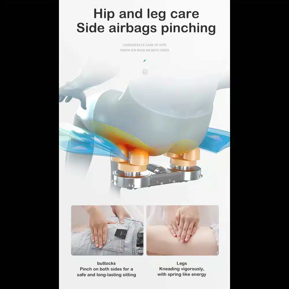 Massagestol 4D Pro+ Hvid med Varmeterapi og Stemmekontrol - Model M9 Hvid