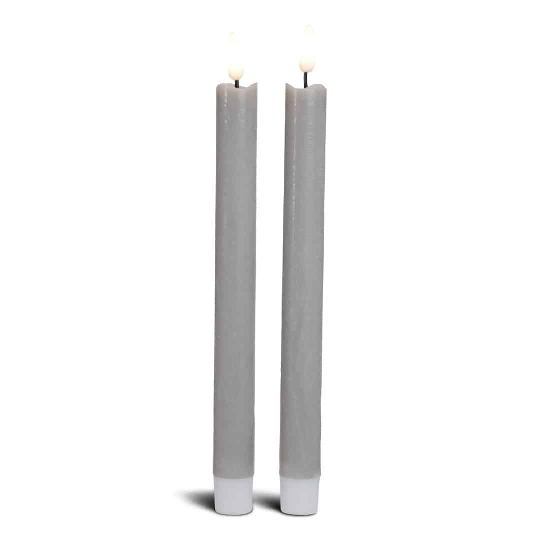 LED kronelys stearin - 2 stk. - 22,2 cm - m/3D flamme - (flere farver)