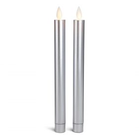 LED kronelys plastik - 2 stk. - 22,2 cm - m/3D flamme - (flere farver)