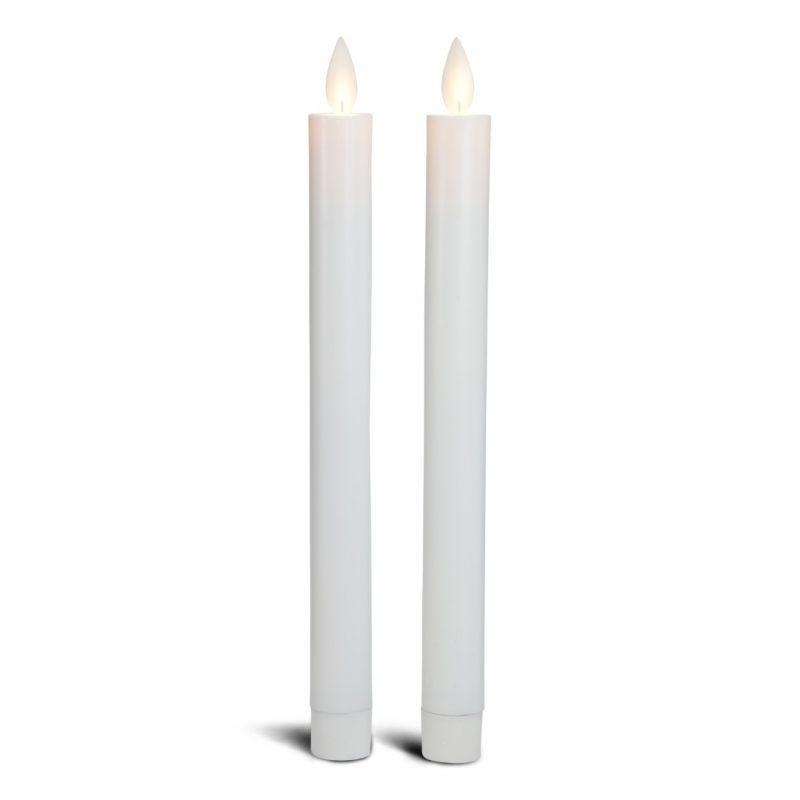 LED kronelys plastik - 2 stk. - 22,2 cm - m/3D flamme - (flere farver)