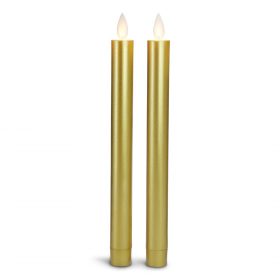 LED kronelys plastik - 2 stk. - 22,2 cm - m/3D flamme - (flere farver)