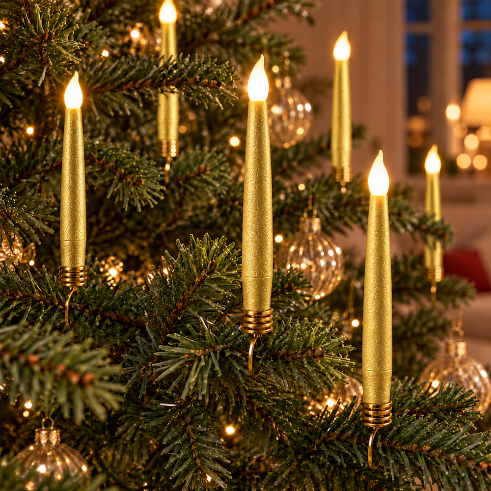 Juletræslys LED 20 stk. i 4 farver Trådløse inkl. Fjernbetjening &amp; Klemmer - passer til de fleste Georg Jensen lysholdere m.m.