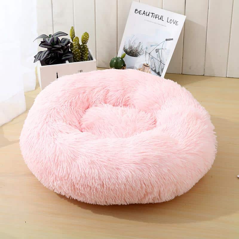 Blød og beroligende donut kattepude (sort, beige, grå, koks eller pink)
