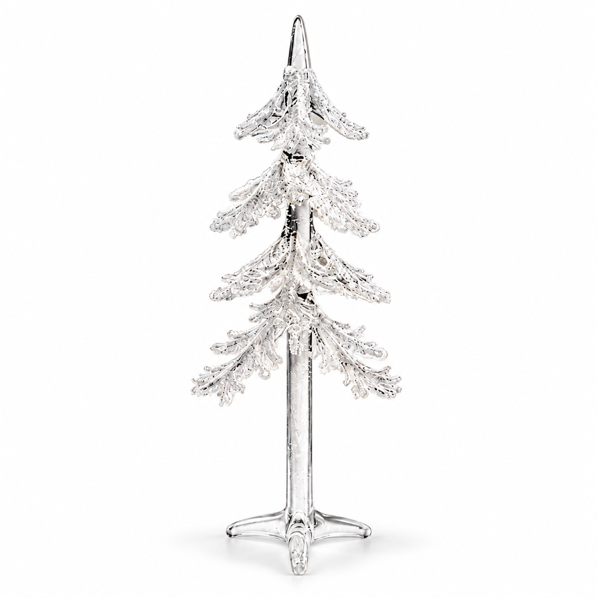 Satana.dk elegant 22 cm glasjuletræ med sneeffekt i transparent glas til nordisk juledekoration
