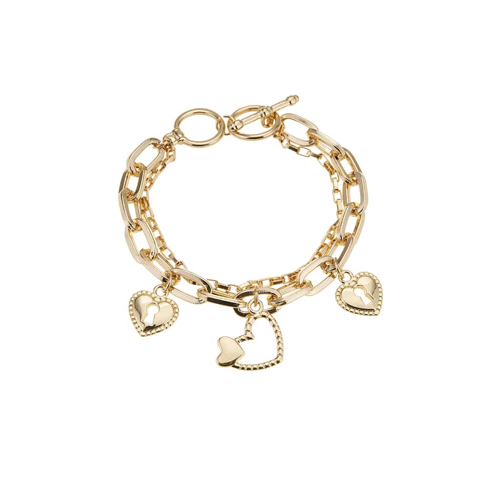 Armbånd, dobbelt, med hjerter-formet charms