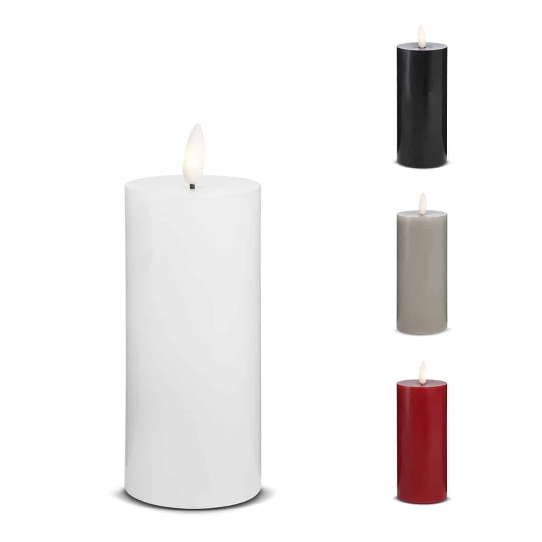 LED Stearinlys -1 stk. - ø5,5 x 15 cm - m/3D flamme - (flere farver)