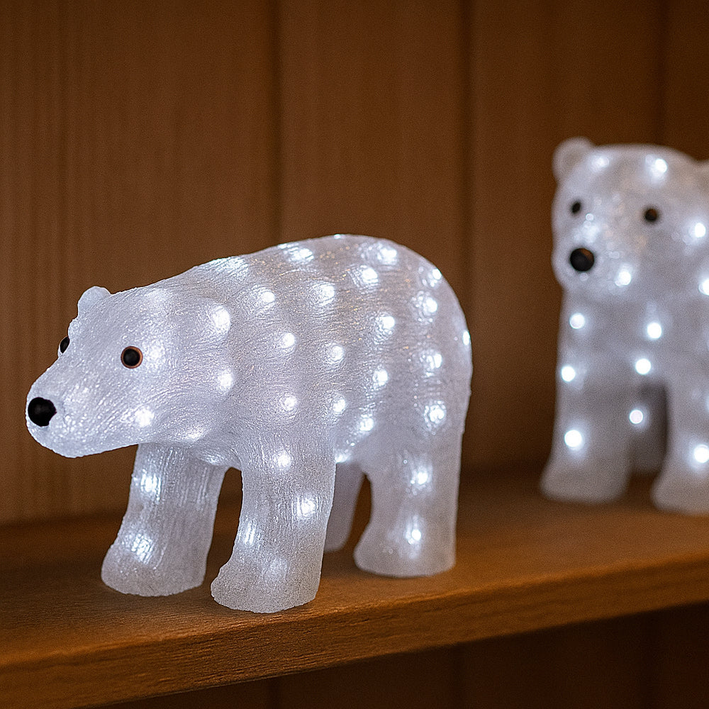 Isbjørn Akryl - højde 29 cm med LED-lys -