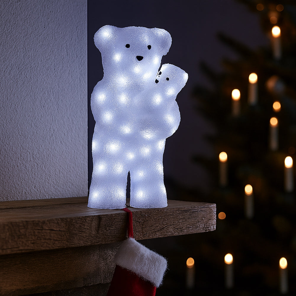 Isbjørn Akryl - højde 60 cm med LED-lys -