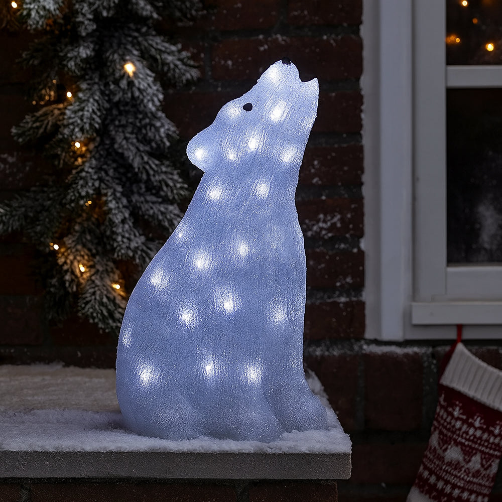 Isbjørn Akryl - højde 46 cm med LED-lys -