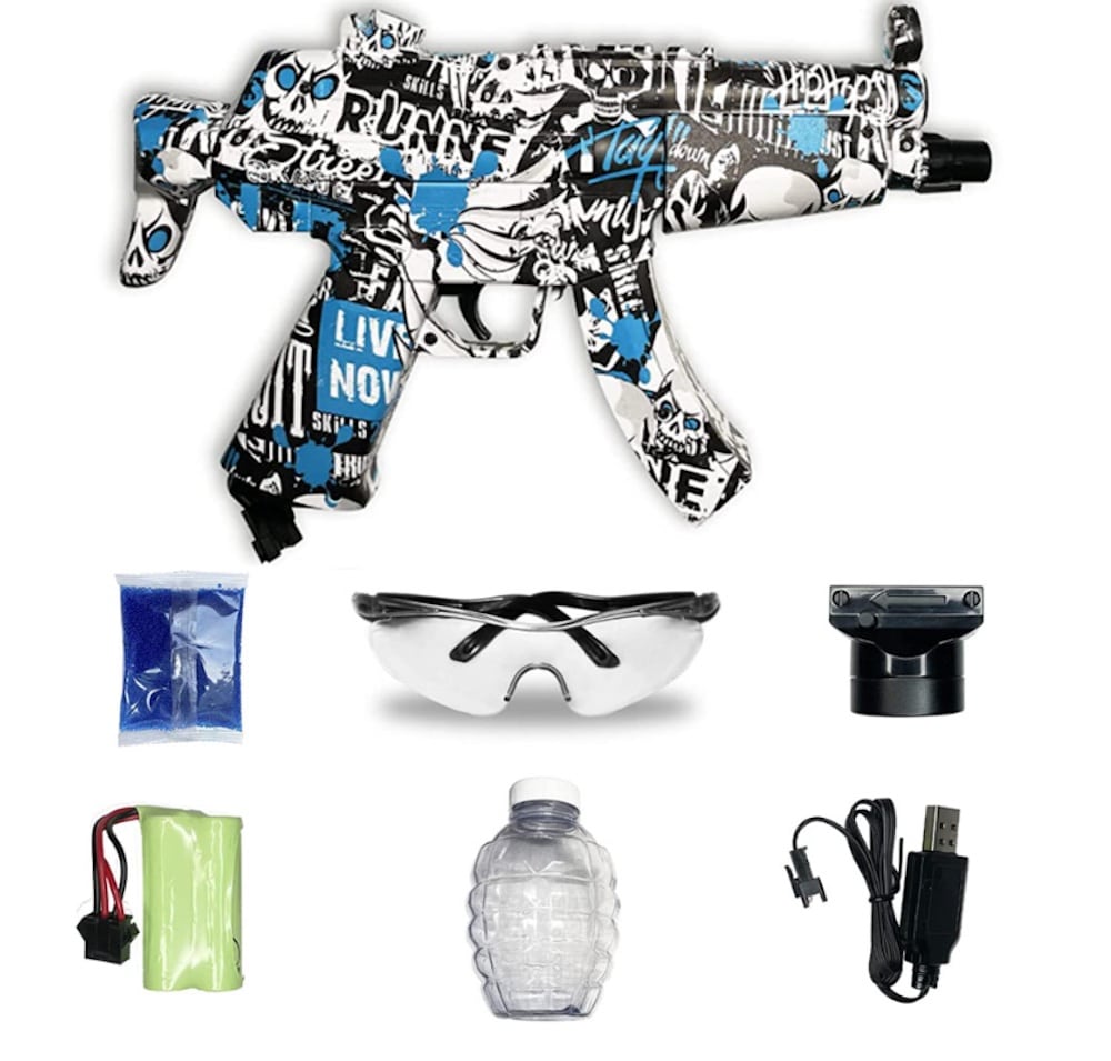 Gel Blaster Elektrisk Maskinpistol - inkl. gelékugler - rækkevidde på 20+ meter - (Ekstra stort batteri)