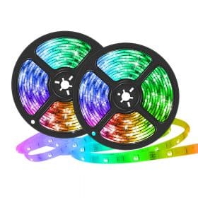 LED Strip lyskæde 5 meter med Bluetooth, Fjernbetjening og MusiksensorC