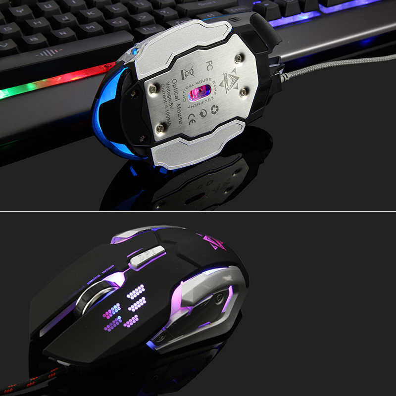 Gaming LED tastatur m/mobilholder + LED mus (metal design og vandtæt)