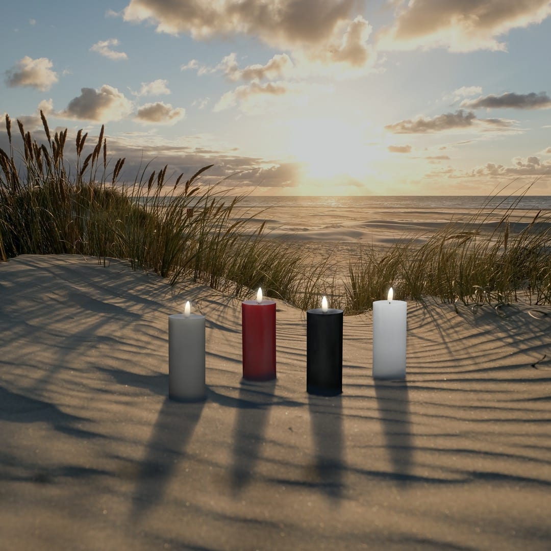 LED Stearinlys - 1 stk. - ø10 x 20 cm - m/3D flamme - (flere farver)