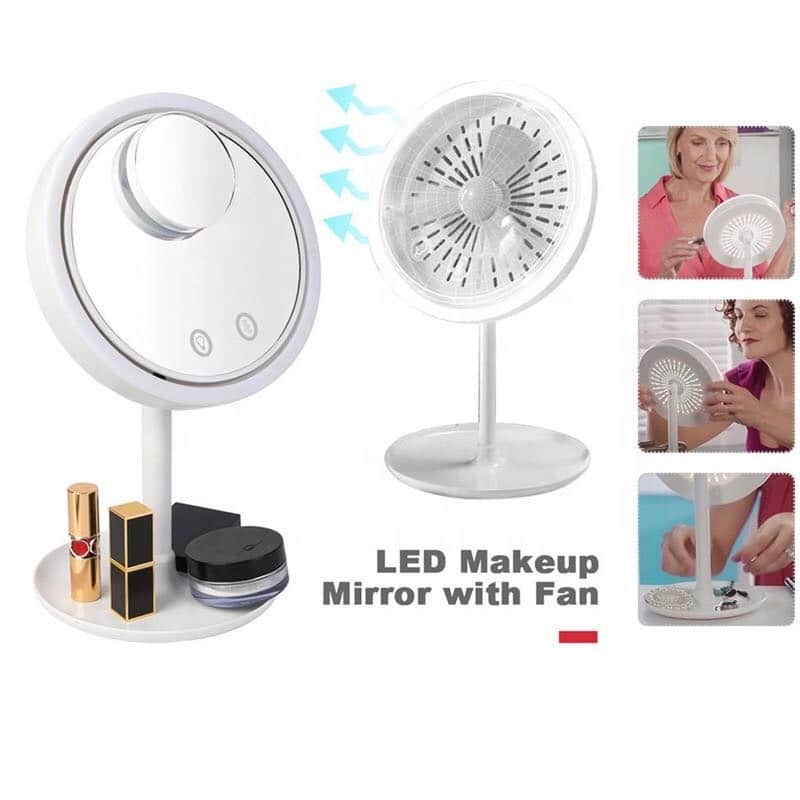 Makeup Spejl med LED Lys og blæser