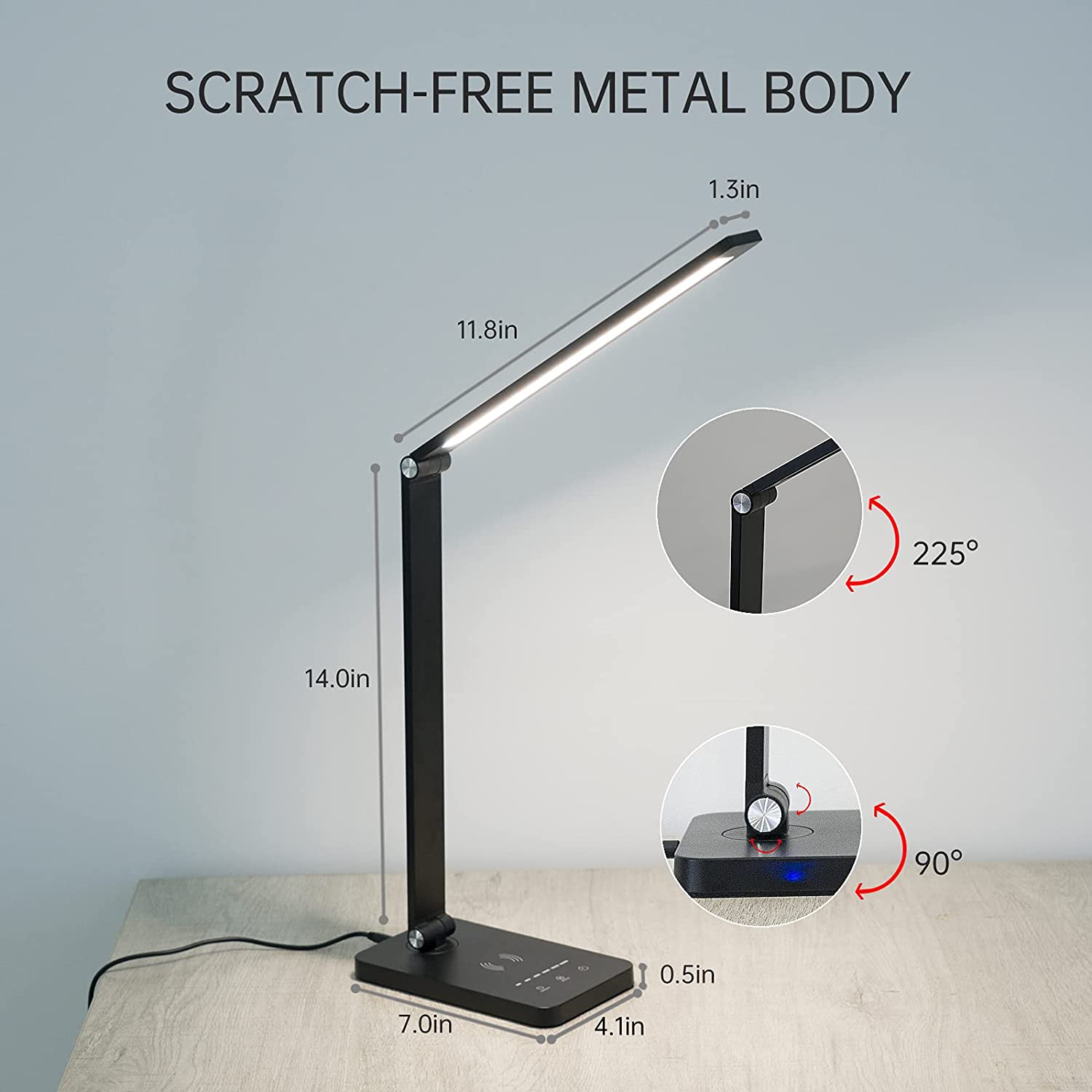 LED-bordlampe/Foldelampe med timer & trådløs oplader