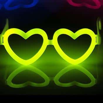 Briller Hjerteformet - Selvlysende glow stick