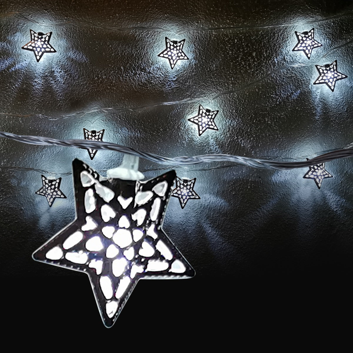 LED-Lyskæde m/Sølv Stjerner (3