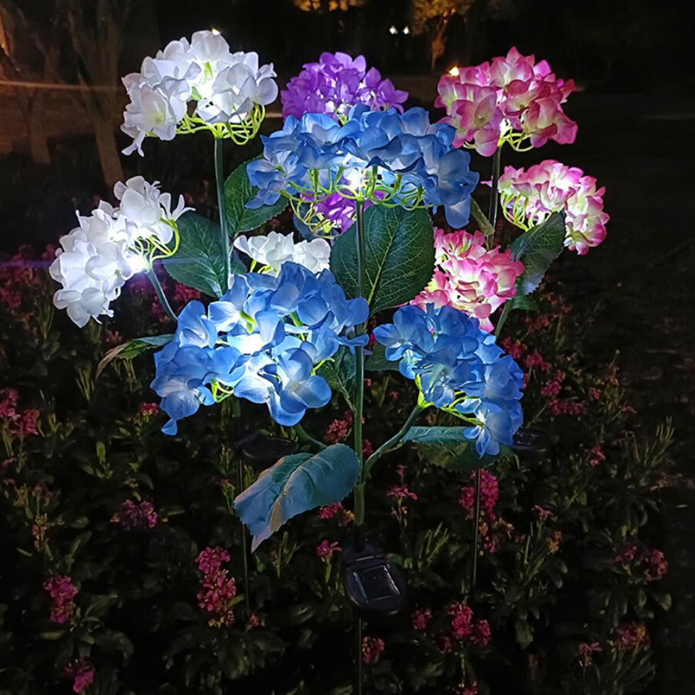 Solcelle-hortensia havelamper