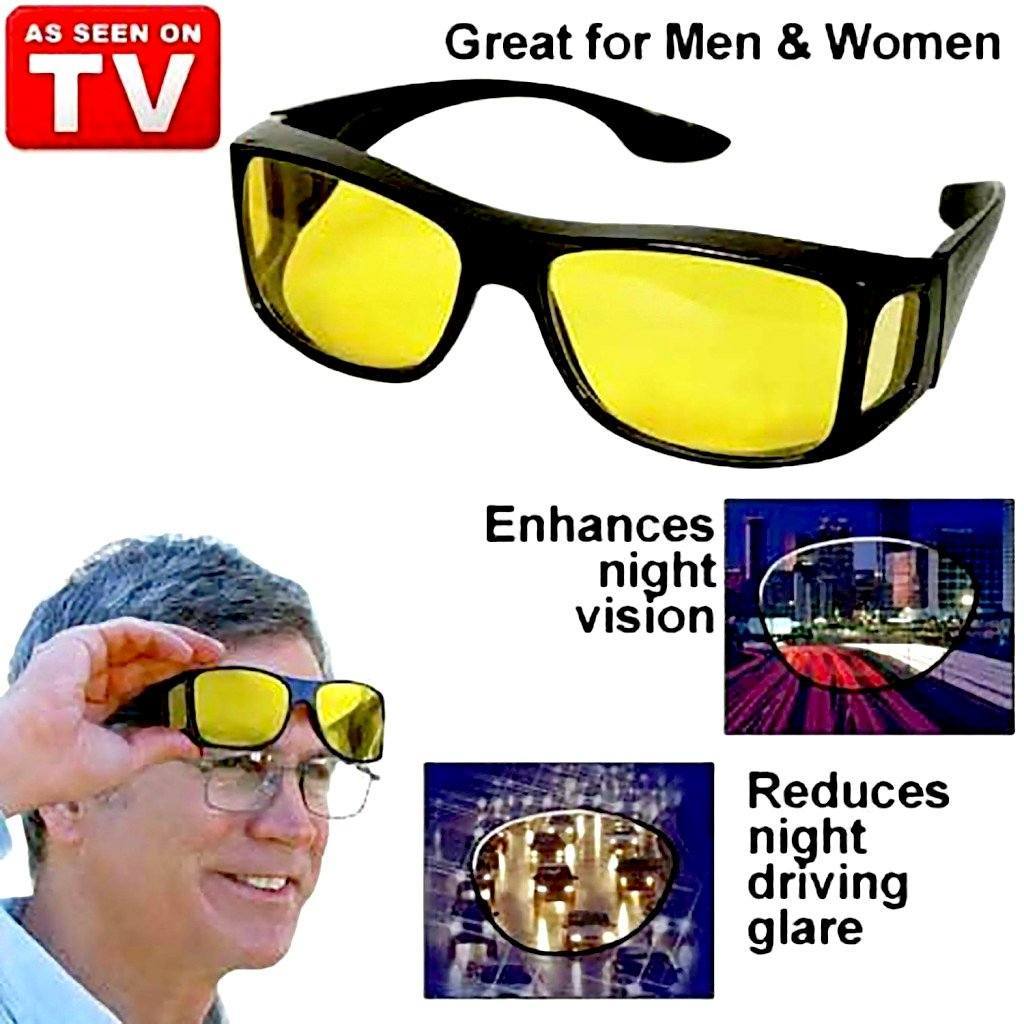 HD-Vision briller - 2 stk dag+nat polariserede briller (perfekt som bilkørsels- sports- nattekørsels- &amp; UV-solbriller)
