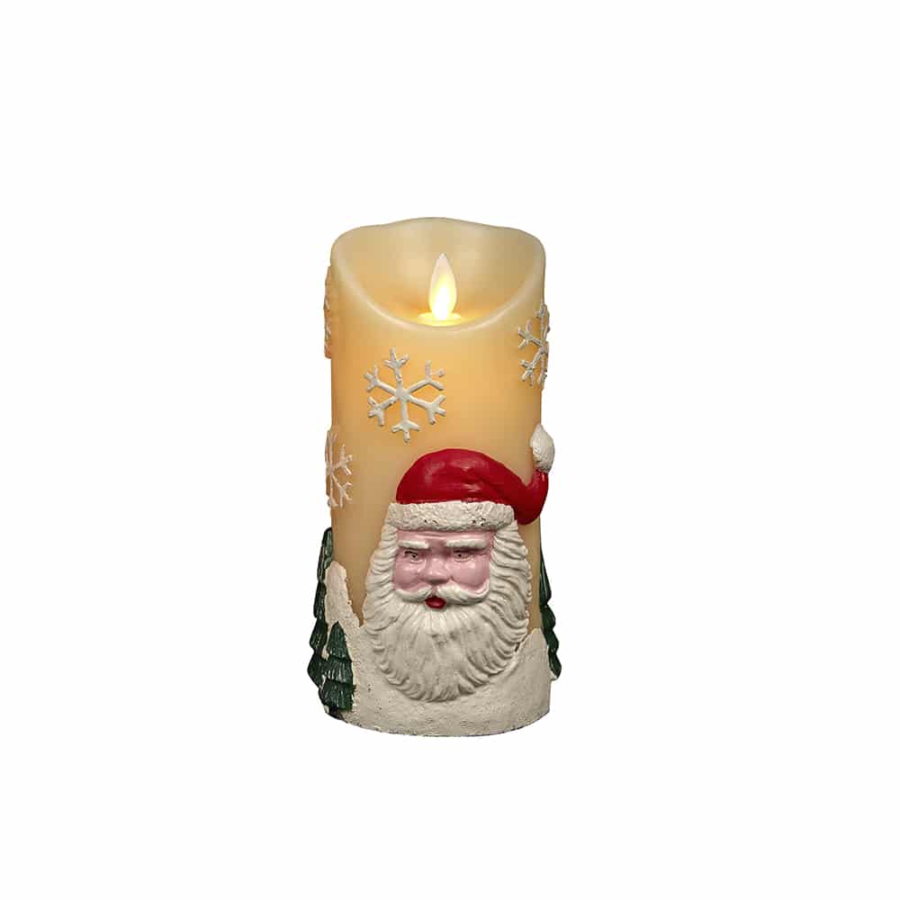 LED Stearinlys Julemotiv - Ø9 x 18 cm - (rød eller hvid)
