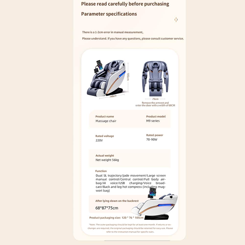 Massagestol 4D Pro+ Sort med Varmeterapi og Stemmekontrol - Model M9 Sort
