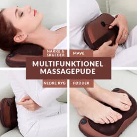 Massagepude m/varme & magnetisk terapi til nakke-, ryg- og benmuskler (til hjemmet og bilen)