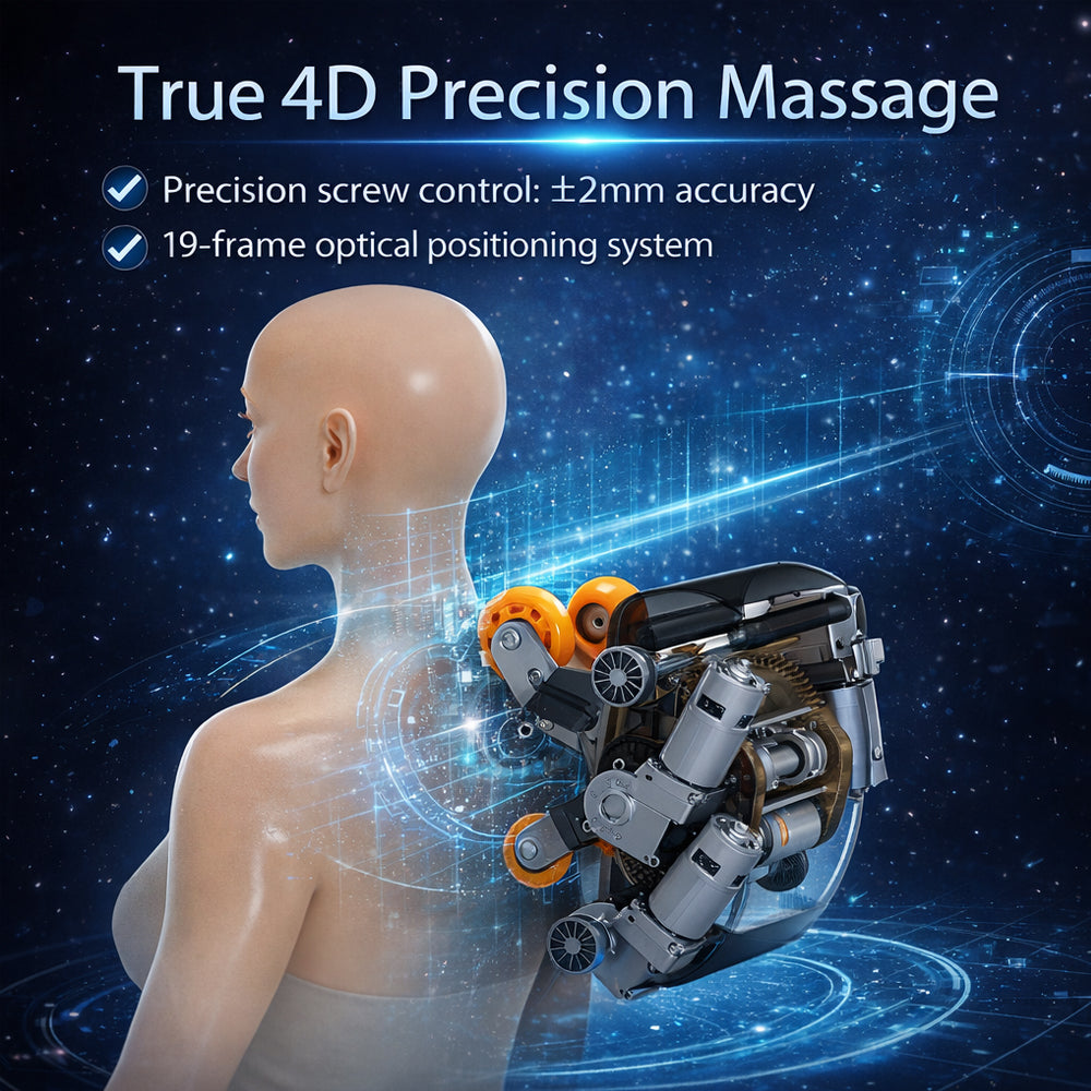 Massagestol 4D kropsscanning, Dual Zone Stretching, 32 airbags, varme i ben/læn & Zero Gravity - Model 988A