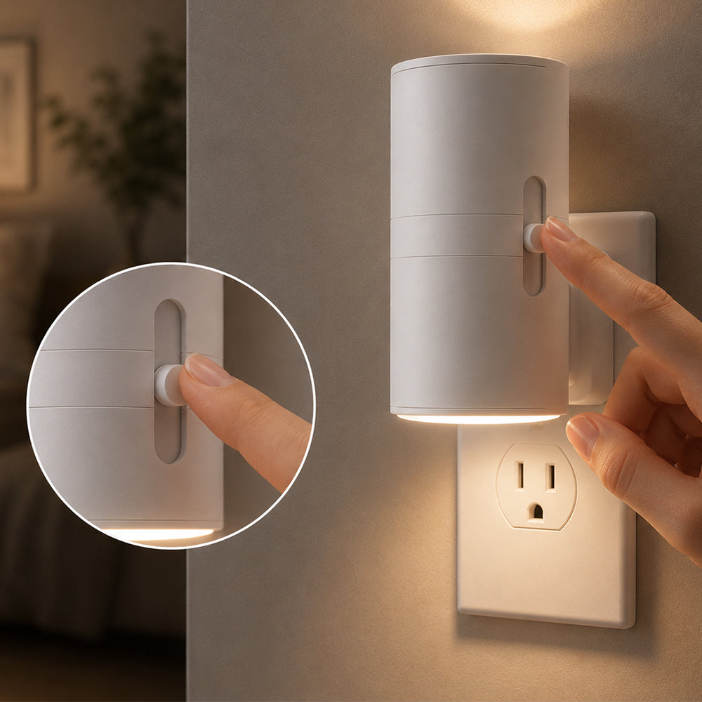 LED natlampe hvid eller sort - med sensor og justerbar lysstyrke