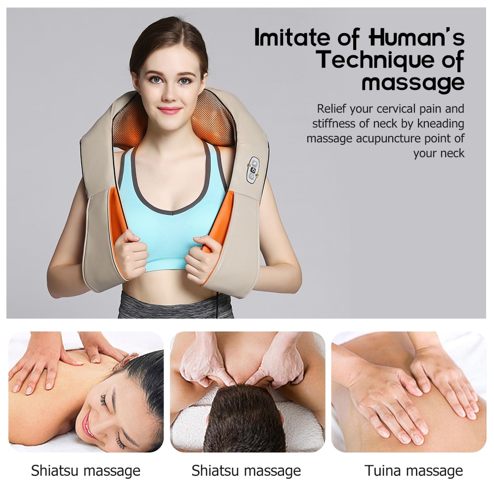 Shiatsu Massagepude med Varme til Nakke, Skulder & Ryg (V2)