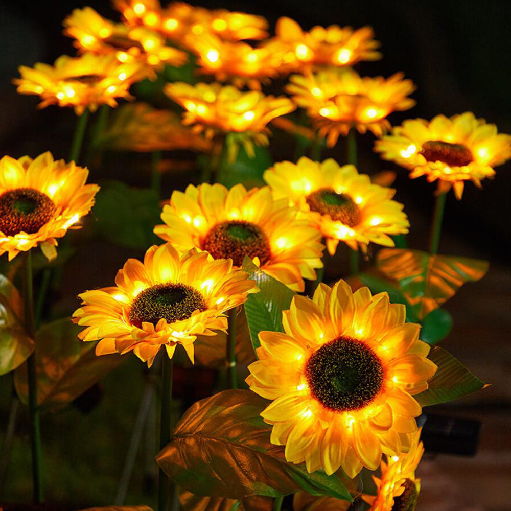 Solcelle Solsikke Havelampe med 3 blomster - 80 cm