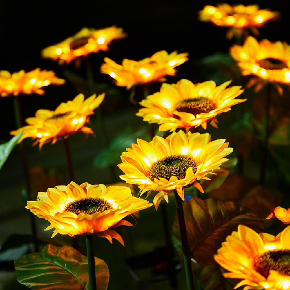 Solcelle Solsikke Havelampe med 3 blomster - 80 cm