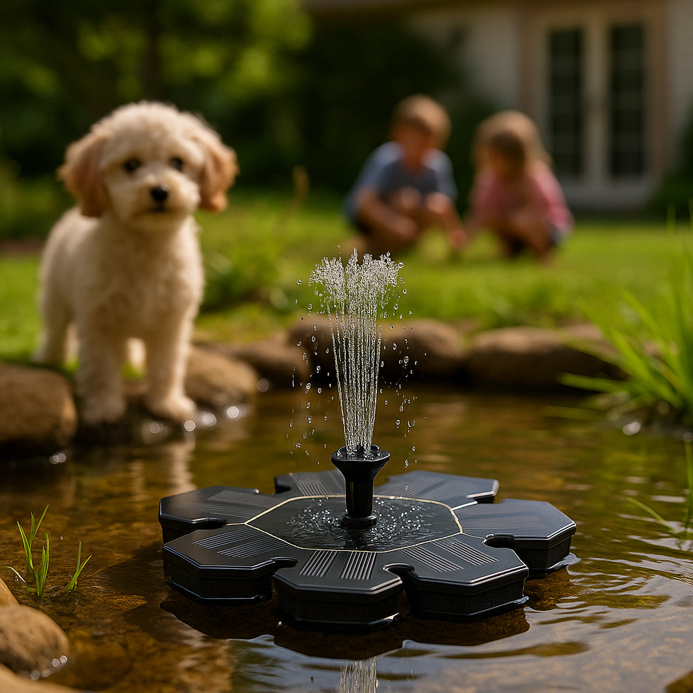 Springvand solar/solenergi drevet (flydende) Ø19 cm