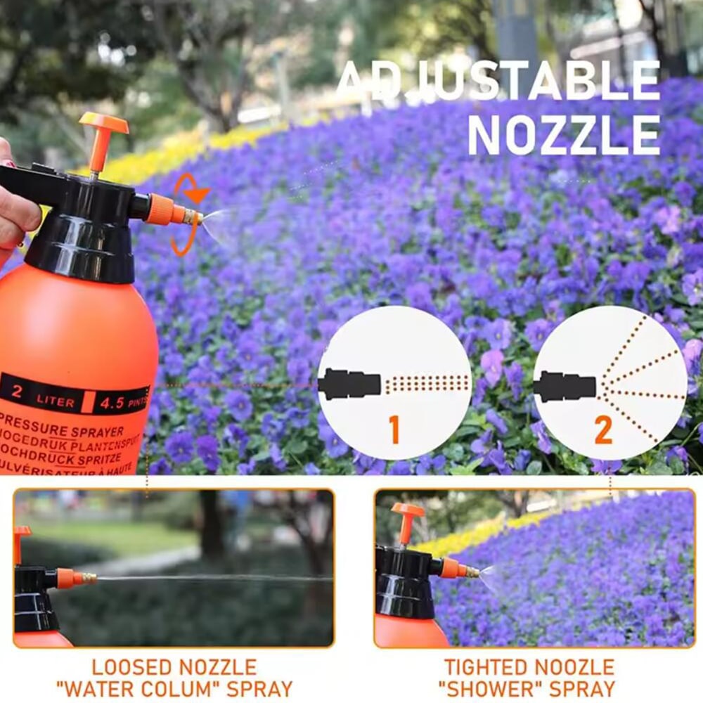 Tryksprøjte 2 liter med pumpe - orange -
